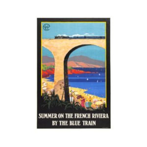 Vintage France Train Travel Poster, Summer On The French Riviera By The Blue Train