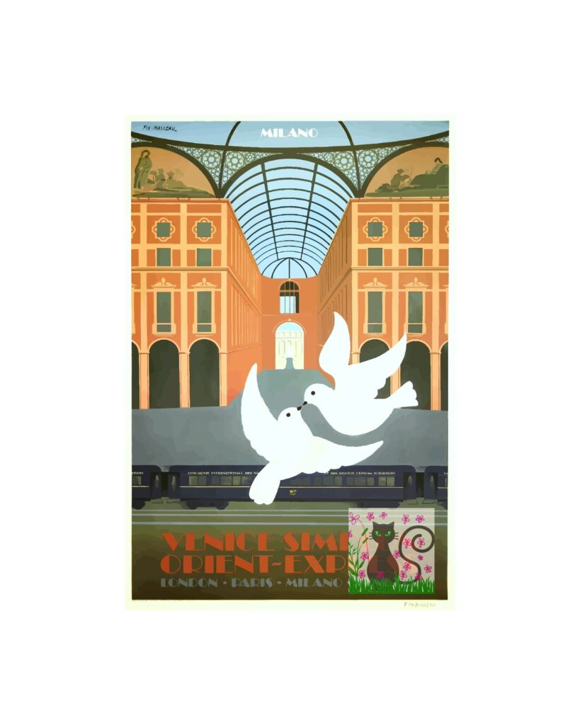 Venice, Simplon Orient Express, London, Paris Venezia Milan, Vintage French Travel Poster