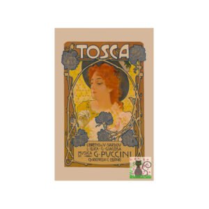 Vintage Theatre Poster, Tosca by Puccini, printable wall art