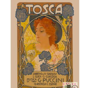 Vintage Theatre Poster, Tosca by Puccini, printable wall art