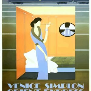 Vintage Train Poster, Venice Simplon Orient Express Travel Poster