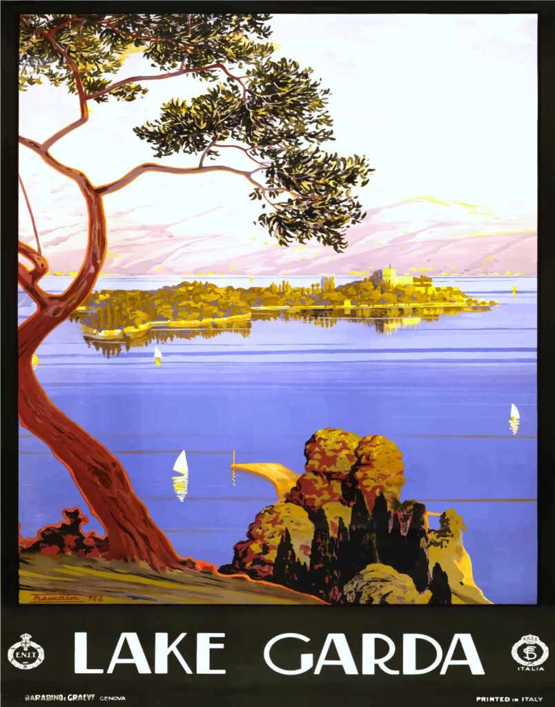 Vintage Lake Garda Travel Poster Italian Lakes