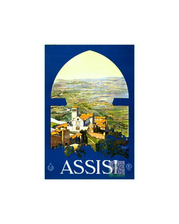 Vintage Assisi Travel Poster Italian Tourism Advertisement