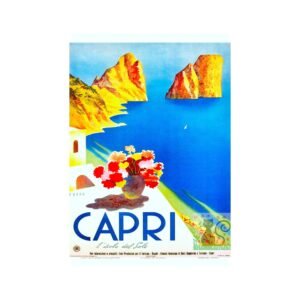 Capri Vintage Art Deco Travel Poster, Vintage World ENIT Italy Tourism Print