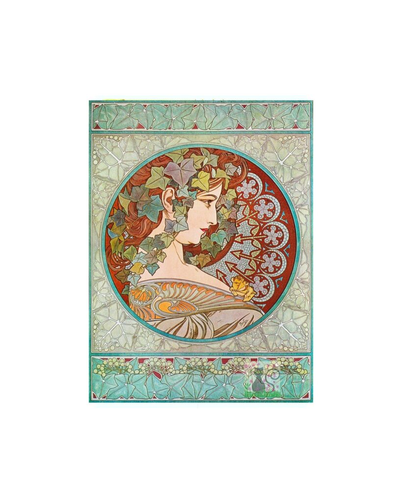 Vintage Alphonse Mucha Le Lierre Print , Art Nouveau Poster Of The Ivy