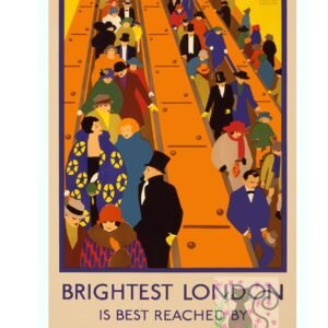 Brightest London Is Best Reached By Underground Retro Travel Poster, Vintage World Travel Print, London Underground Train Travel Poster Instant