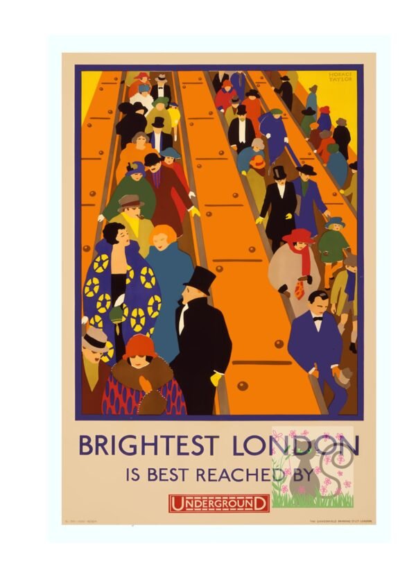 Brightest London Is Best Reached By Underground Retro Travel Poster, Vintage World Travel Print, London Underground Train Travel Poster Instant