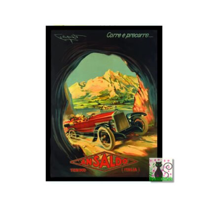 Vintage Italian Car poster, Ansaldo motors historic autos poster