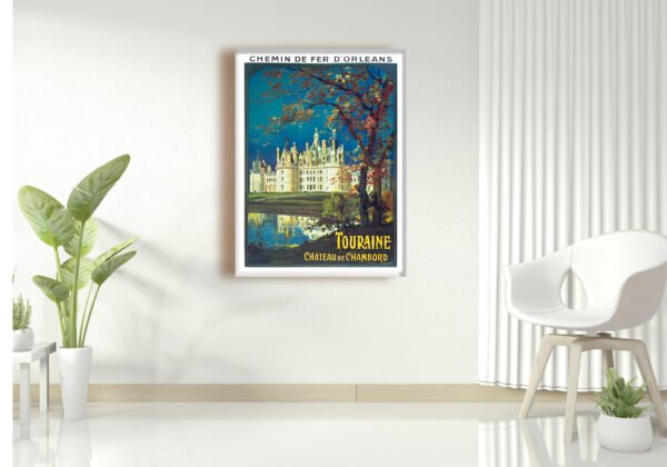 Chateau Chambord, Chateau di Chambord vintage poster for digital download, Loire valley chateau