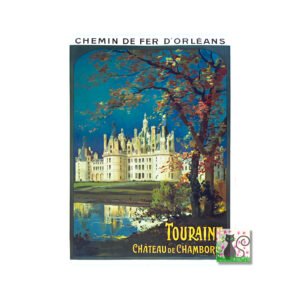 Chateau Chambord, Chateau di Chambord vintage poster for digital download, Loire valley chateau