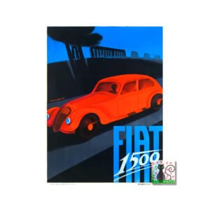 Vintage Fiat Poster, Fiat 1500 1935 Advertising Poster