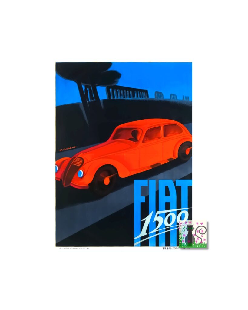 Vintage Fiat Poster, art deco.