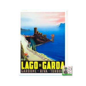 Vintage Lake Garda Travel Poster, Italian Lakes Tourism Print