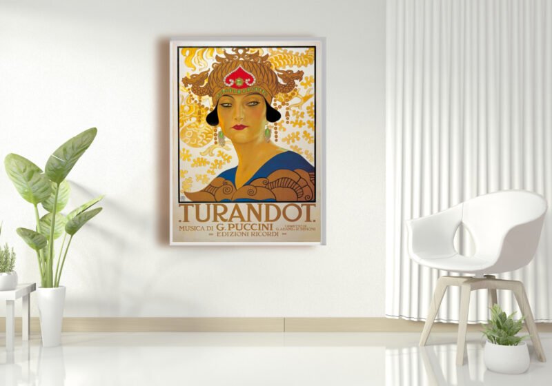 Turandot Poster, vintage Italian Opera Entertainment Poster of Turandot by Puccini