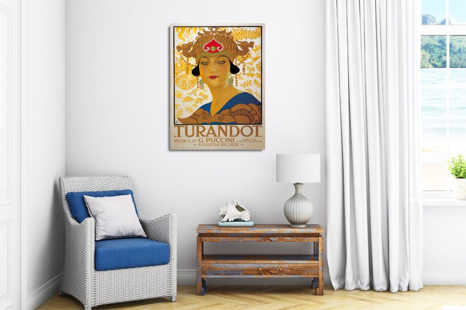 Turandot Poster, vintage Italian Opera Entertainment Poster of Turandot by Puccini