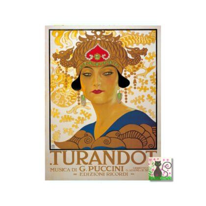 Turandot Poster, vintage Italian Opera Entertainment Poster of Turandot by Puccini
