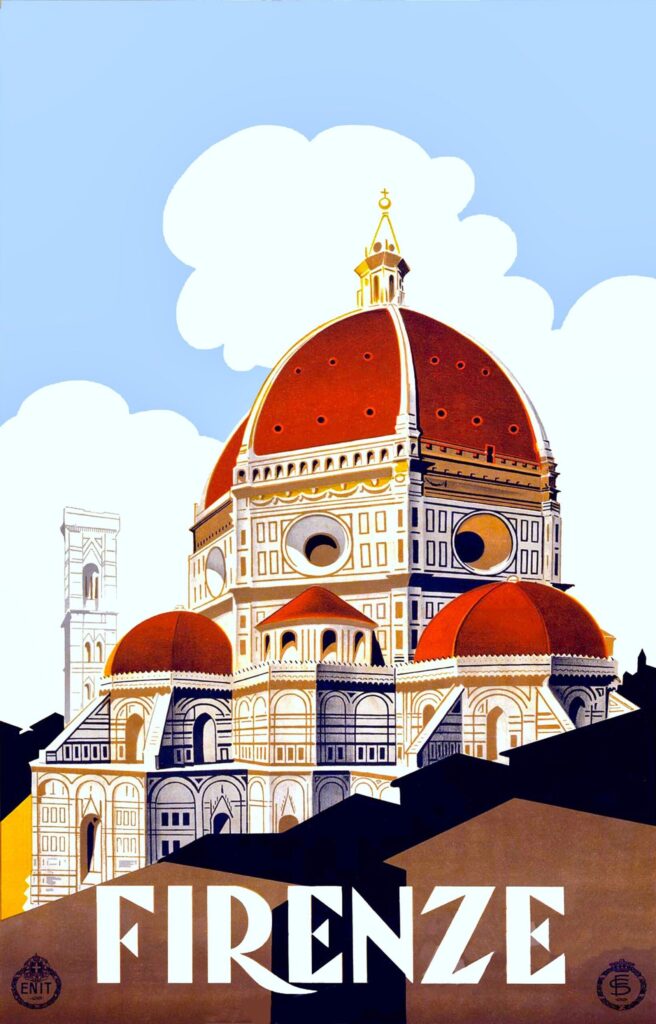 Florence Travel Poster Italy, Firenze Duomo ENIT Tourism Advert