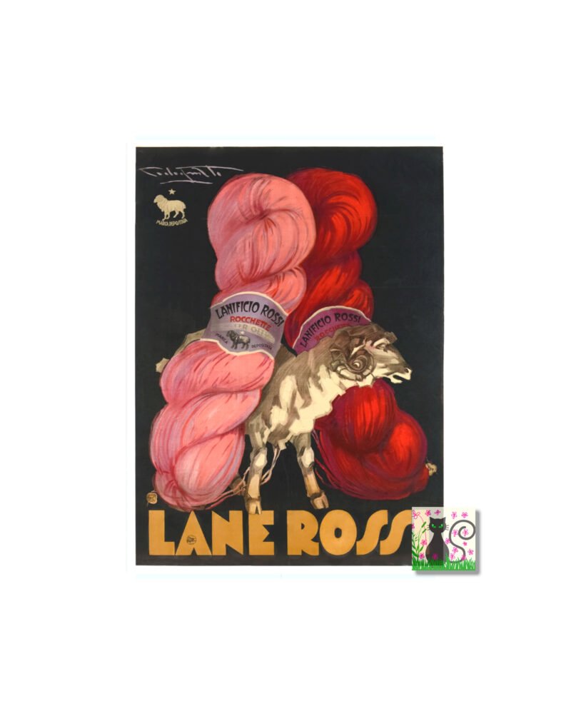 Vintage fibre arts poster, Italian wool poster, vintage yarn ad print.