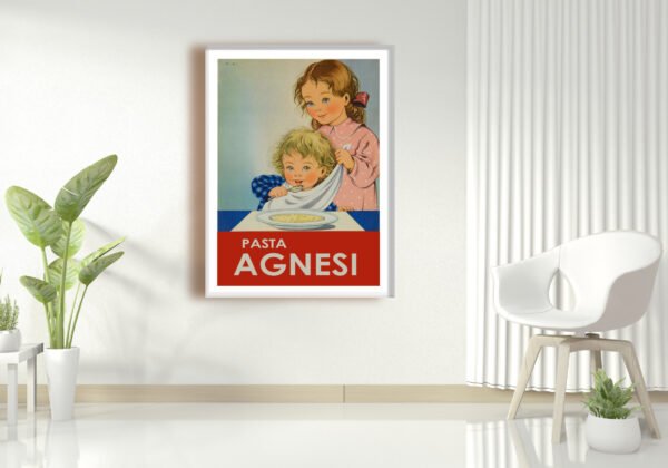 Vintage Italian Pasta Ad, Italian restaurant food poster, Spaghetti poster