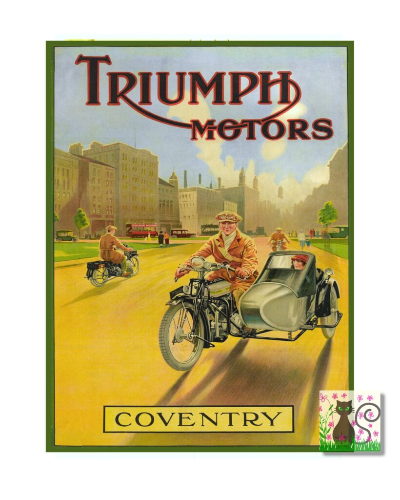 Vintage Triumph motors poster, vintage Triumph motorbike poster