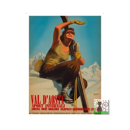 Vintage Italian Ski poster Val D'Aosta Gino Boccasile