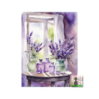 Vintage cottagecore lavender watercolour print