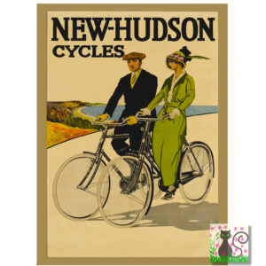 Vintage cycle poster, New Hudson bicycle poster digital download