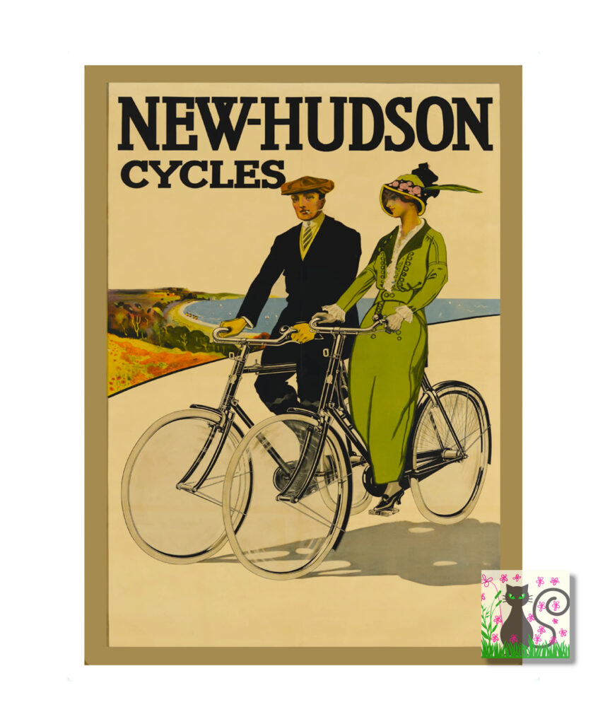 Vintage cycle poster, New Hudson bicycle poster digital download