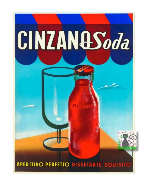 Cinzano Soda, Italian Vintage Food & Drink Poster, Restaurant Bar Kitchen Poster Print