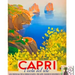 Capri Vintage Art Deco Travel Poster, Vintage World Travel Print