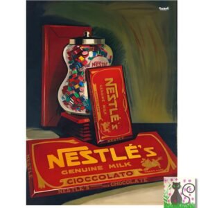 Nestlé Chocolate Poster Ad, Vintage Food & Drink Poster.