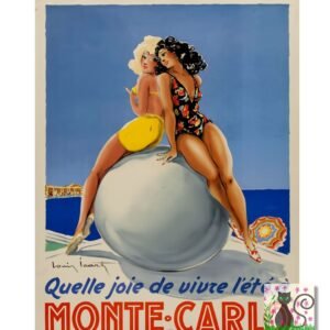 Monte Carlo Poster, Vintage French Travel Print, Monaco France Beach Picture