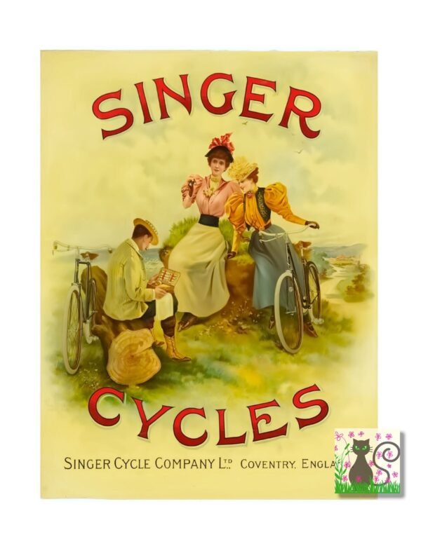 Singer Cycles Poster Print, Vintage Cycle Poster