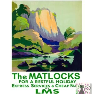 The Matlocks LMS Vintage Railway Travel Advert, Peak District Travel Poster