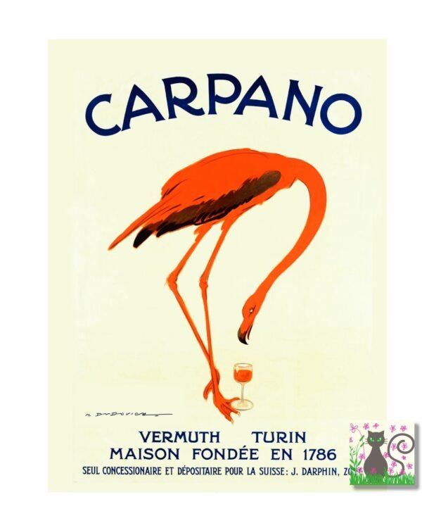 Carpano, Vintage Carpano flamingo drinks poster