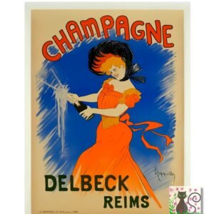 Vintage Champagne Poster, French drinks poster, bar poster