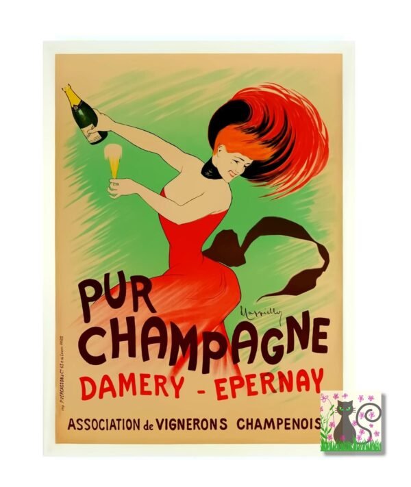 vintage Champagne Damery Epernay Vintage French Drink Advert Poster