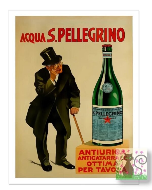 Vintage San Pellegrino Acqua poster, 1931 S Pellegrino water poster