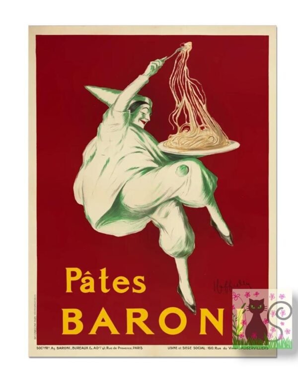 Pates Baroni, Vintage Baroni Pasta Advert, Italian Spaghetti Poster