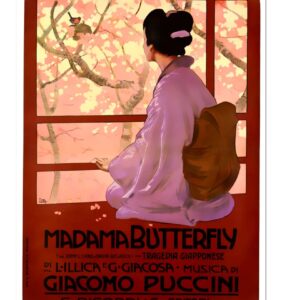 Vintage madam butterfly poster digital download. Puccini poster