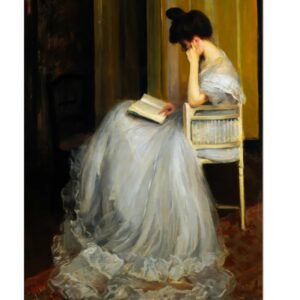 Woman reading, Victorian atmospheric reading nook wall art