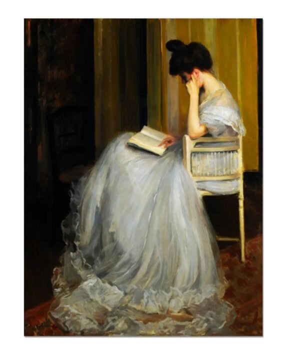 Woman reading, Victorian atmospheric reading nook wall art