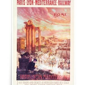 Vintage Train Travel Poster, Rome, PLM Paris - Lyon - Mediterrannee,Travel Print Of Ancient Rome