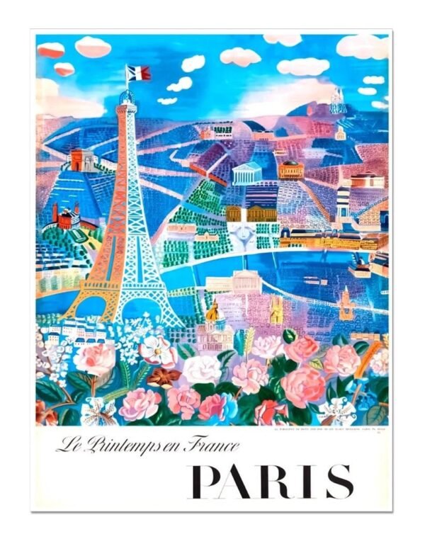 Le Printemps en France ,Paris Vintage French Travel Poster, Spring Time in France