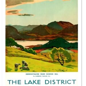 The Lake District Vintage British Railway Poster, London Midland and Scottish Railways Tourism