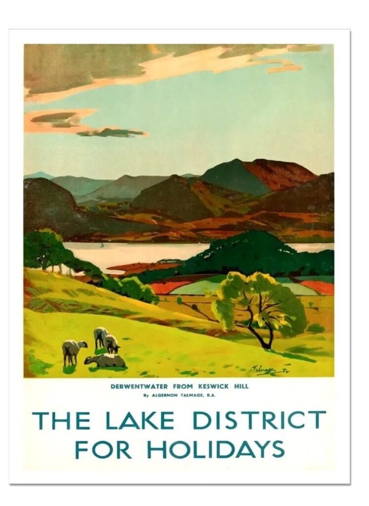 The Lake District Vintage British Railway Poster, London Midland and Scottish Railways Tourism