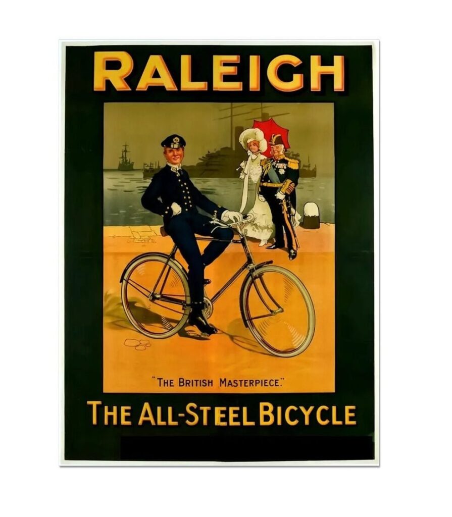 Raleigh The All Steel Bicycle Vintage Poster, Cycling Poster, Historic British Advertising Poster