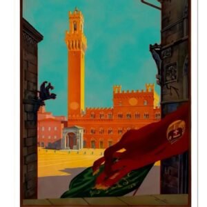 Palazzo Pubblico Siena Poster, Siena Toscana ENIT Travel Ad Poster, Italian Tourism Print