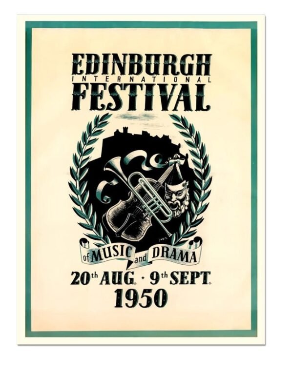 Edinburgh International Festival Of Music And Drama, Vintage British Travel Poster