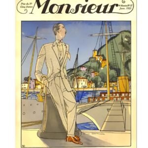 Vintage Monsieur Magazine illustration, vintage fashion poster, vintage men's fashion illustration poster, vintage men fashion poster